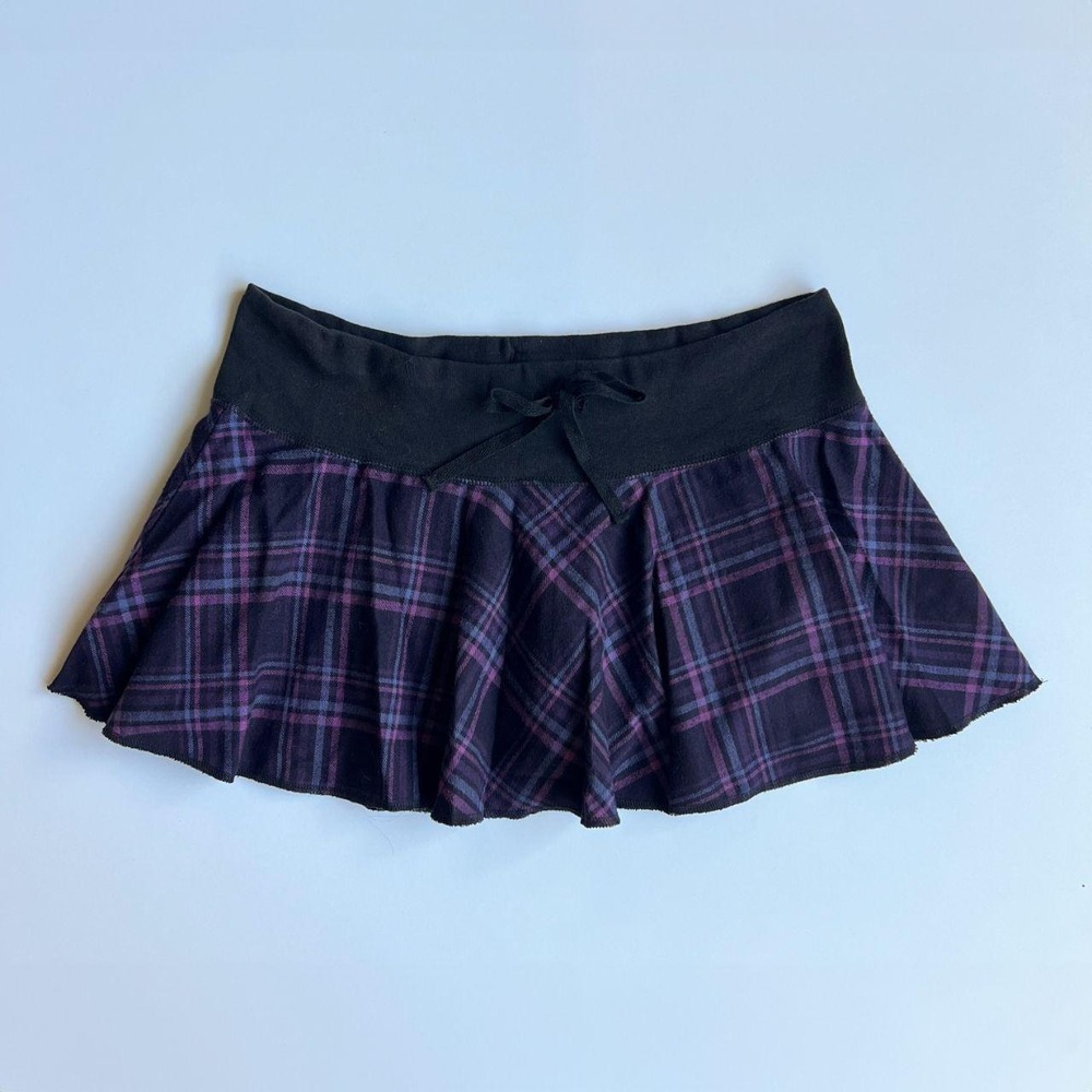Y2K Derek Heart Purple Plaid Skater Skirt